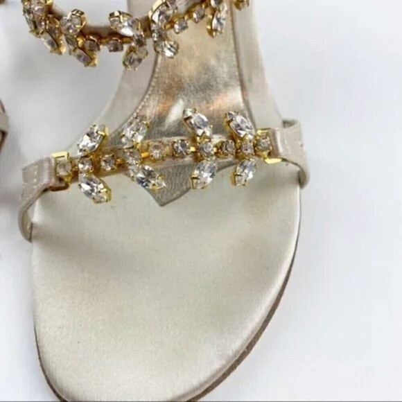 L'Autre Chose Cream Rhinestone Embellished Heel Evening Sandals Size 8 - Picture 11 of 15